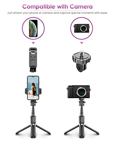 Palo Selfie Trípode, ELEGIANT Selfie Stick 4 en 1 con Control Remoto Bluetooth, Calidad Aluminio, para Cámara Deportiva, Gopro, para Viaje Rotación de 360° Compatible con iOS Android (4-6.8 Pulgadas)