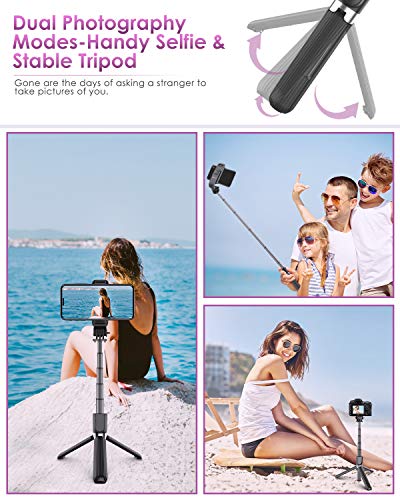 Palo Selfie Trípode, ELEGIANT Selfie Stick 4 en 1 con Control Remoto Bluetooth, Calidad Aluminio, para Cámara Deportiva, Gopro, para Viaje Rotación de 360° Compatible con iOS Android (4-6.8 Pulgadas)