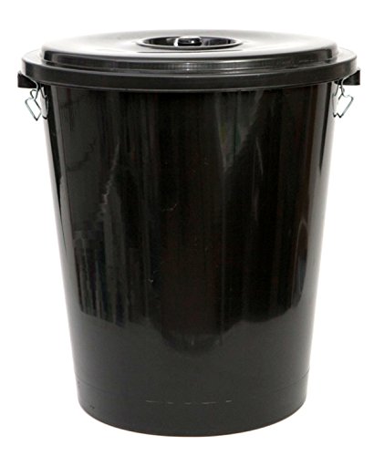 PAMEX Cubo de Basura con tapadera. Capacidad 100 litros. Especial Exterior (Negro)