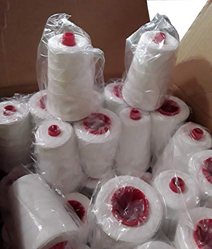 PAMPOLS Pack de 5 Bobinas de Hilo Grueso de Poliéster para Máquina Cosedora de Sacos, Cuerda de Alta Resistencia para Cerrar Costales, 5 Conos de 20/4 de 200gr, Color Blanco PAMPOLS Pack de 5 Bobinas de Hilo Grueso de Poliéster para Máquina Cosedora de Sacos, Cuerda de Alta Resistencia para Cerrar Costales, 5 Conos de 20/4 de 200gr, Color Blanco