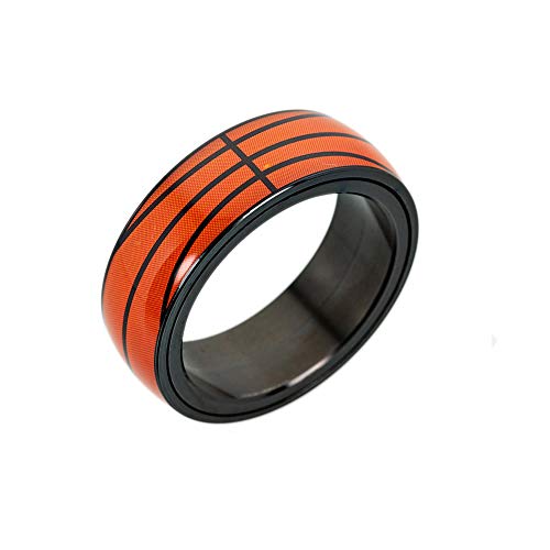 PAMTIER Anillo Giratorio de Deporte al Aire Libre de Acero Inoxidable Unisex Único NBA Banda De Baloncesto Joyería Encantadora Tamaño 12