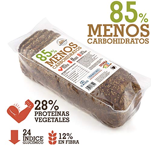 Pan Proteico SiempreTierno XXL 500 grs · Pan Keto Proteinado Bajo en Carbohidratos · 28% de Proteínas · Ideal dietas Hipocalóricas y Altas en Proteínas KETO · Dura hasta 88 días sin frio.