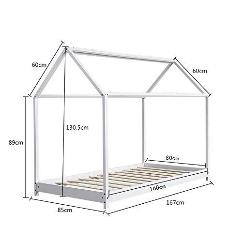 Panana - Marco Cama Infantil Jóvenes Forma de Casa o Cabaña Unisex para Colchón 80 * 160cm Estilo Escandinavo Incluye Somier Panana - Marco Cama Infantil Jóvenes Forma de Casa o Cabaña Unisex para Colchón 80 * 160cm Estilo Escandinavo Incluye Somier