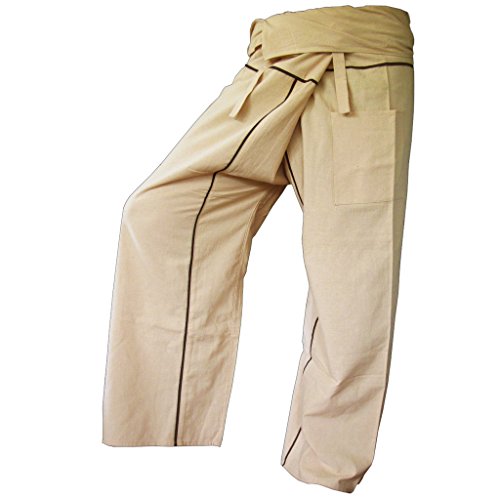 PANASIAM Fisherman Pants Stripe-Design, Beige, L