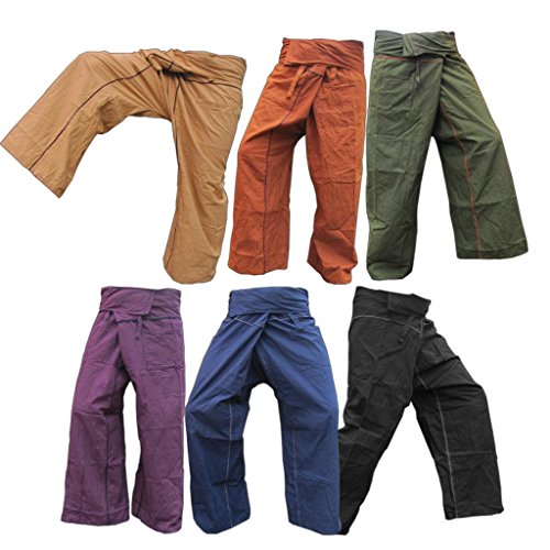 PANASIAM Fisherman Pants Stripe-Design, Purple, L