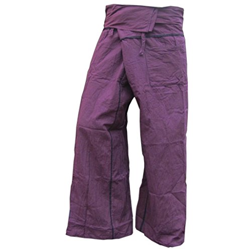 PANASIAM Fisherman Pants Stripe-Design, Purple, L