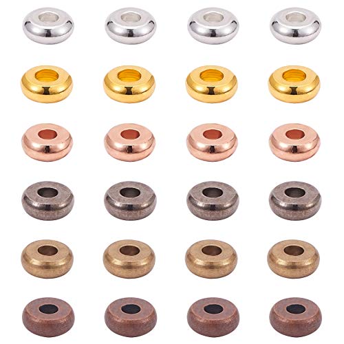 PandaHall Cuentas de metal Heishi de 4 mm, 300 unidades de 6 colores lisos espaciadores de disco Heishi espaciador de cuentas para arcilla polimérica Heishi disco para hacer pulseras y collares