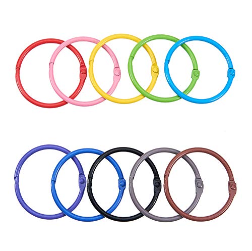 PandaHall Elite - 50 anillos para llavero, para libros de recortes, Ɣlbumes de manualidades, color mixto, 45 mm, 5 unidades / color, 50 unidades PandaHall Elite - 50 anillos para llavero, para libros de recortes, Ɣlbumes de manualidades, color mixto, 45 mm, 5 unidades / color, 50 unidades