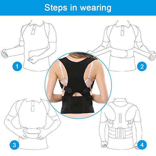 Panegy - Corrector de Postura Recta Hombro Corrección Espalda Protector Clavicula para Hombre Mujer Ejercicio Fitness Gimnasio - Negro - L