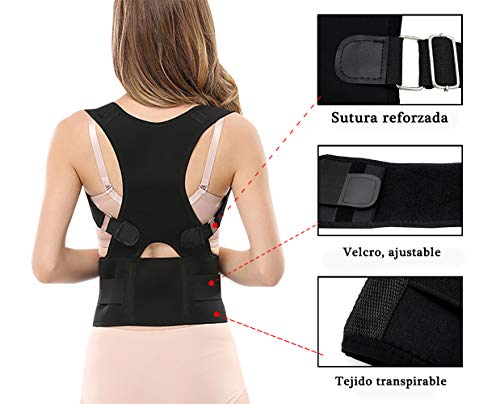 Panegy - Corrector de Postura Recta Hombro Corrección Espalda Protector Clavicula para Hombre Mujer Ejercicio Fitness Gimnasio - Negro - L