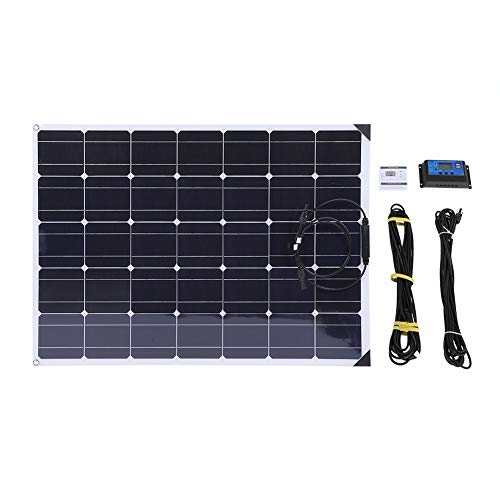 Panel Solar Monocristalino Flexible de 150 W, Kit de Panel Solar Impermeable Flexible de Alta Eficiencia con Controlador Solar de 20 A y Cable de ExtensióN de 10 M para Autocaravana, Autocaravana