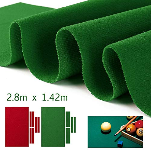 Paño de billar profesional para mesa de billar de 2,5 m, apto para mesa estándar de 9 m, para interior de billar y deporte, juego de accesorios, color verde/rojo Paño de billar profesional para mesa de billar de 2,5 m, apto para mesa estándar de 9 m, para interior de billar y deporte, juego de accesorios, color verde/rojo