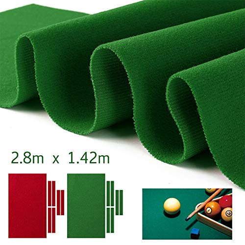 Paño de billar profesional para mesa de billar de 2,5 m, apto para mesa estándar de 9 m, para interior de billar y deporte, juego de accesorios, color verde/rojo