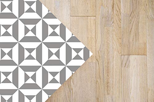 Panorama Alfombra Vinílica Geometría Gris 80x150 cm - Alfombra Cocina Vinilo - Alfombra Salón Antideslizante, Antihongos e Ignífuga - Alfombras Grandes - Alfombras PVC