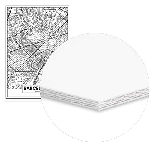 Panorama Cuadro Enmarcado Mapa Ciudad Barcelona 50x70cm - Impreso en Papel Rígido Cuadro con Marco - Cuadros Modernos Decoración Salón - Cuadros para Dormitorio - Póster Decorativos