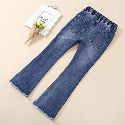 PanpanBox Niñas Vaqueros Evasé Stretch Denim Pants Jeans Cargo Pantalones Corte Bota Casual para 3-11 años (150 cm/ ~ 9-10 años)