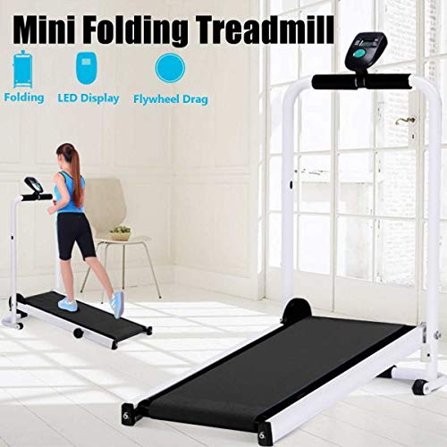 Pantalla LED Ligero Durable Plegable Cinta de Correr Manual Máquina de Trabajo Cardio Fitness Ejercicio Inclinación Hogar Ahorre Espacio