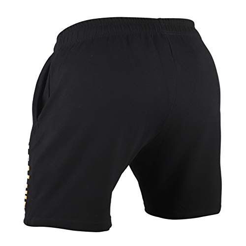 Pantalones cortos de musculación para hombres Bodybuilding Gym Shorts Algodón Entrenamiento Ropa deportiva Ropa, Negro, XL