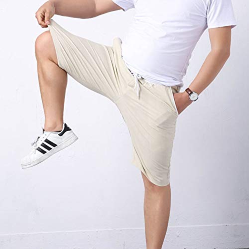 Pantalones Cortos De Tablero De Ocio De Gran Negocios Tamaño para Hombres Pantalones Cortos De Elasticidad Suelta Moda para Hombres (Color : Khaki, One Size : 3XL)