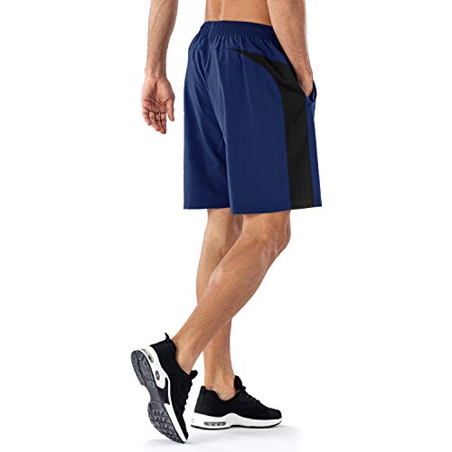 Pantalones Cortos Deportivos para Hombre Transpirable Secado Rapido para Running Fitness Gym(Negro Marino L)