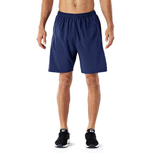 Pantalones Cortos Deportivos para Hombre Transpirable Secado Rapido para Running Fitness Gym(Negro Marino L)