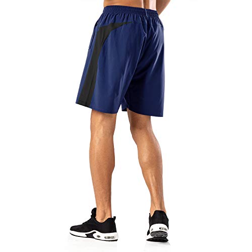 Pantalones Cortos Deportivos para Hombre Transpirable Secado Rapido para Running Fitness Gym(Negro Marino L)