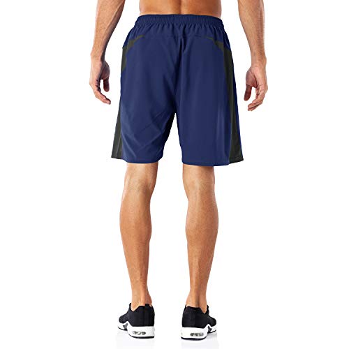 Pantalones Cortos Deportivos para Hombre Transpirable Secado Rapido para Running Fitness Gym(Negro Marino L)