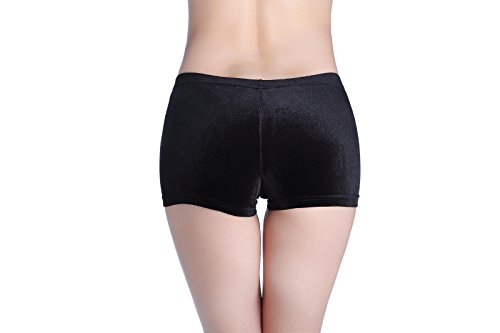 Pantalones cortos para baile, color negro, textura aterciopelada, Infantil, large
