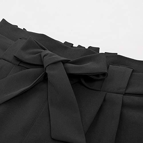 Pantalones de Cigarrillos para Mujeres con Cinturón Elástico Decorado con Un Lazo para La Primavera, Verano, Negro M Cl10903-1 Pantalones de Cigarrillos para Mujeres con Cinturón Elástico Decorado con Un Lazo para La Primavera, Verano, Negro M Cl10903-1