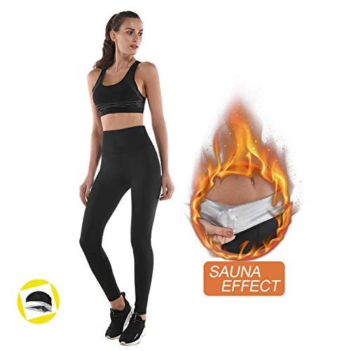 Pantalones de Sudoracion Adelgazantes Mujer NANOTECNOLOGÍA, Leggins Anticeluliticos Fitness Push Up Cintura Alta, Mallas Reductoras, Leggins Termicos de Compresion Sauna Deporte Yoga (XL, Black01)