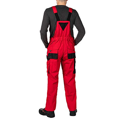 Pantalones de Trabajo para Hombre, Pantalon de Seguridad, Pantalones con Peto de Trabajo para Hombre, Ropa Hombre, Bolsillos Multiusos, S - 3XL, con Rodilleras Trabajo. (S, Rojo)