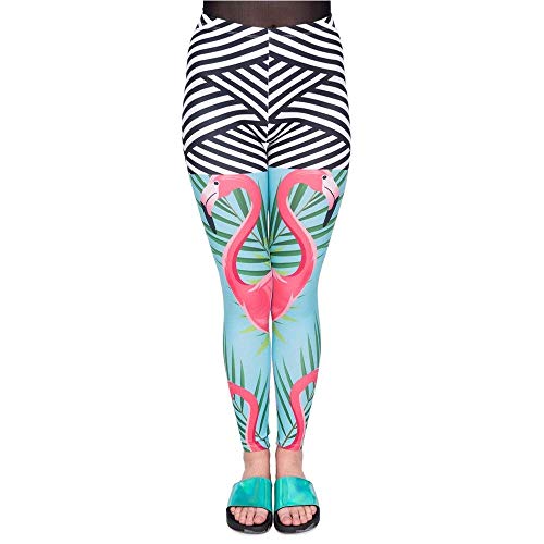 Pantalones De Yoga Las Mujeres Llegan Estiramiento Slim Ropa Fit Legging Flamingo Palm Imprimir Leggings Cintura Alta Pantalones De Mujer Pantalones De Chándal (Color : Lga45927, Size : One Size)