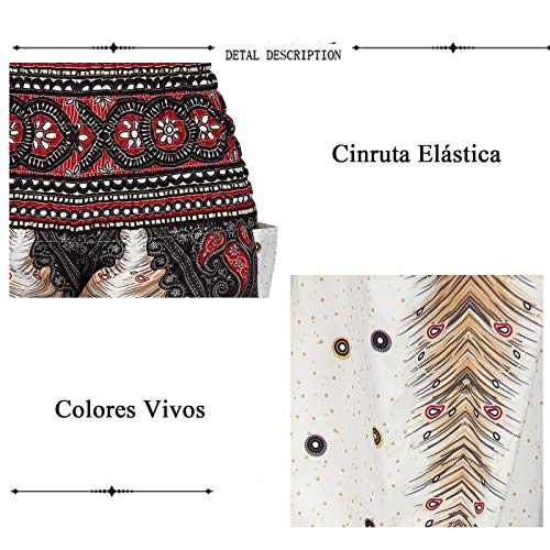 Pantalones de Yoga Mujer Harem Boho del Lazo del Pavo Real Flaral Funky #2 Flor Impresa-A