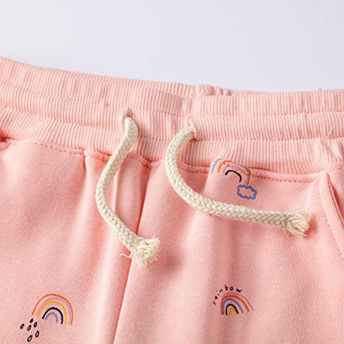 Pantalones Deportivos Niñas Niños Chándal Rosa Elástico Cintura Cordón Largos Algodón Traje Arcoiris Impresión Escuela Joggers Bolsillo Pantalone Otoño Invierno Unisexo Bebé Infantil 2 3 4 5 6 7 años