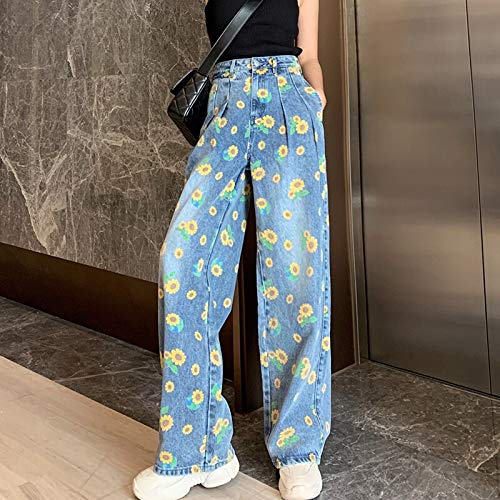 Pantalones Jeans Otoño De Gran Tamaño 4XL Pantalones Rectos con Estampado De Flores Pantalones Vaqueros De Pierna Ancha para Mujeres Pantalones Holgados De Cintura Alta Suelto Pantalones Jeans Otoño De Gran Tamaño 4XL Pantalones Rectos con Estampado De Flores Pantalones Vaqueros De Pierna Ancha para Mujeres Pantalones Holgados De Cintura Alta Suelto