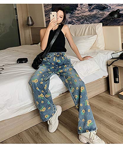 Pantalones Jeans Otoño De Gran Tamaño 4XL Pantalones Rectos con Estampado De Flores Pantalones Vaqueros De Pierna Ancha para Mujeres Pantalones Holgados De Cintura Alta Suelto Pantalones Jeans Otoño De Gran Tamaño 4XL Pantalones Rectos con Estampado De Flores Pantalones Vaqueros De Pierna Ancha para Mujeres Pantalones Holgados De Cintura Alta Suelto