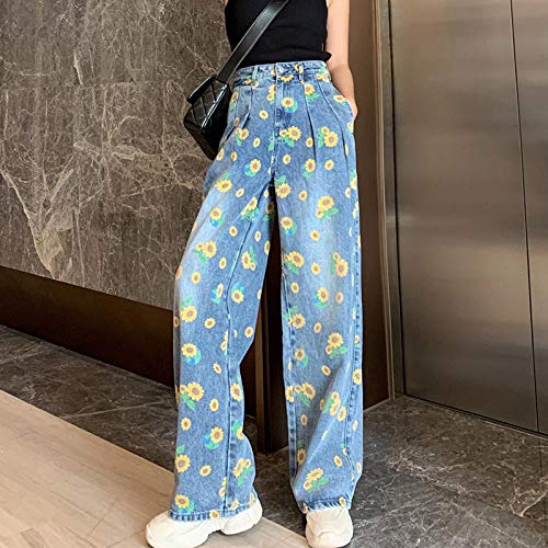 Pantalones Jeans Otoño De Gran Tamaño 4XL Pantalones Rectos con Estampado De Flores Pantalones Vaqueros De Pierna Ancha para Mujeres Pantalones Holgados De Cintura Alta Suelto Pantalones Jeans Otoño De Gran Tamaño 4XL Pantalones Rectos con Estampado De Flores Pantalones Vaqueros De Pierna Ancha para Mujeres Pantalones Holgados De Cintura Alta Suelto