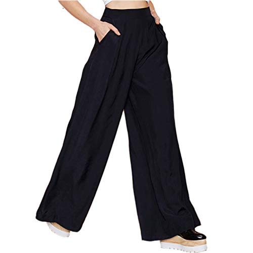 Pantalones Palazzo para mujer, de pierna ancha, informales, elegantes y con cierre, cintura alta, para mujer