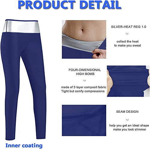 Pantalones para Adelgazar,Pantalones Deportivos Mujer, Pantalón de Sudoración Adelgazar, Leggings Push Up, Mallas Termicos de Neopreno, Faja Reductora Adelgazante para Deporte (Azul, S)