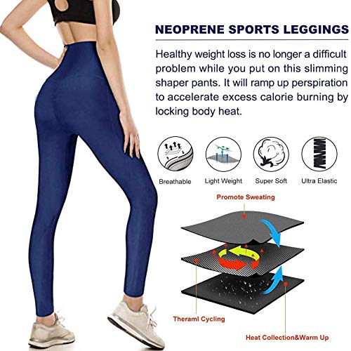 Pantalones para Adelgazar,Pantalones Deportivos Mujer, Pantalón de Sudoración Adelgazar, Leggings Push Up, Mallas Termicos de Neopreno, Faja Reductora Adelgazante para Deporte (Azul, S)