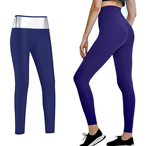 Pantalones para Adelgazar,Pantalones Deportivos Mujer, Pantalón de Sudoración Adelgazar, Leggings Push Up, Mallas Termicos de Neopreno, Faja Reductora Adelgazante para Deporte (Azul, S)