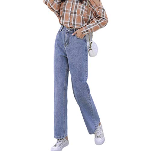 Pantalones Vaqueros de Pierna Ancha de Cintura Alta para Mujer Streetwear Moda Retro Color sólido Pantalones de Mezclilla relajados clásicos Desgastados Todas Las Estaciones L Pantalones Vaqueros de Pierna Ancha de Cintura Alta para Mujer Streetwear Moda Retro Color sólido Pantalones de Mezclilla relajados clásicos Desgastados Todas Las Estaciones L