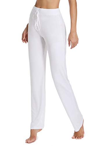 Pantalones Yoga Deportivos Chándal para Mujer Elásticos Transpirables Running Fitness Blanco Grande