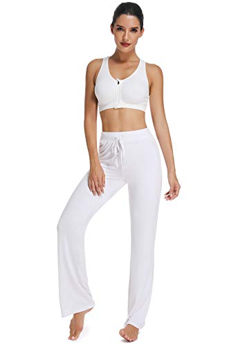 Pantalones Yoga Deportivos Chándal para Mujer Elásticos Transpirables Running Fitness Blanco Grande Pantalones Yoga Deportivos Chándal para Mujer Elásticos Transpirables Running Fitness Blanco Grande