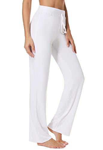 Pantalones Yoga Deportivos Chándal para Mujer Elásticos Transpirables Running Fitness Blanco Grande