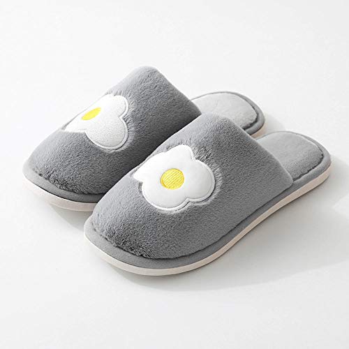 Pantuflas cálidas de algodón suave，Zapatos peludos, zapatillas de algodón de frutas, calidez interior del hogar, zapatillas gruesas de algodón en el piso inferior-【P311】 Huevos (modelos masculinos)