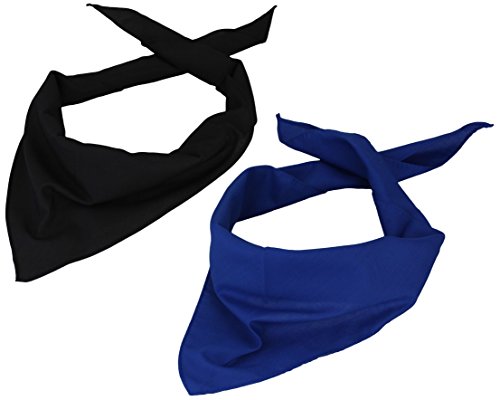 Pañuelo triangular, bandana, pañuelo para el cuello en pack de 2 unidades, estampado monocromo de camuflaje Negro/azul royal. Talla única