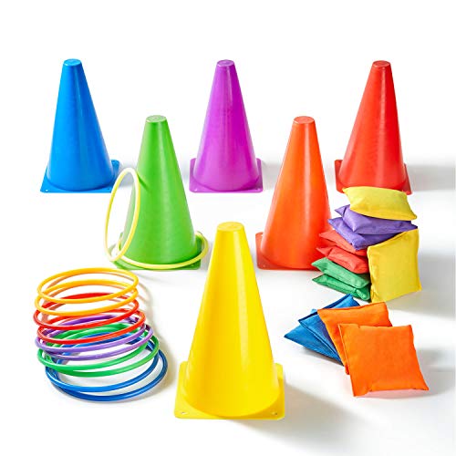 Paochocky 30 Piezas 3 en 1 Juego de Set, Entrenamiento Plástico Conos, Bolsas de Frijol y Anillos de plástico Juego para los Entrenamiento Fútbol, Deportes y Juegos al Aire Libre del Carnaval Paochocky 30 Piezas 3 en 1 Juego de Set, Entrenamiento Plástico Conos, Bolsas de Frijol y Anillos de plástico Juego para los Entrenamiento Fútbol, Deportes y Juegos al Aire Libre del Carnaval