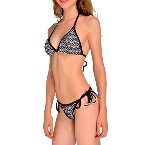 Papá Noel en Sistemas de Bikini para Mujer Impresos Nieve del Caballo del Carro, Traje de baño del triángulo de la Playa