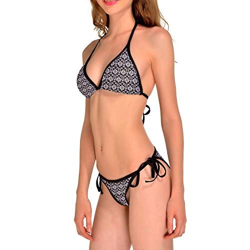 Papá Noel en Sistemas de Bikini para Mujer Impresos Nieve del Caballo del Carro, Traje de baño del triángulo de la Playa Papá Noel en Sistemas de Bikini para Mujer Impresos Nieve del Caballo del Carro, Traje de baño del triángulo de la Playa